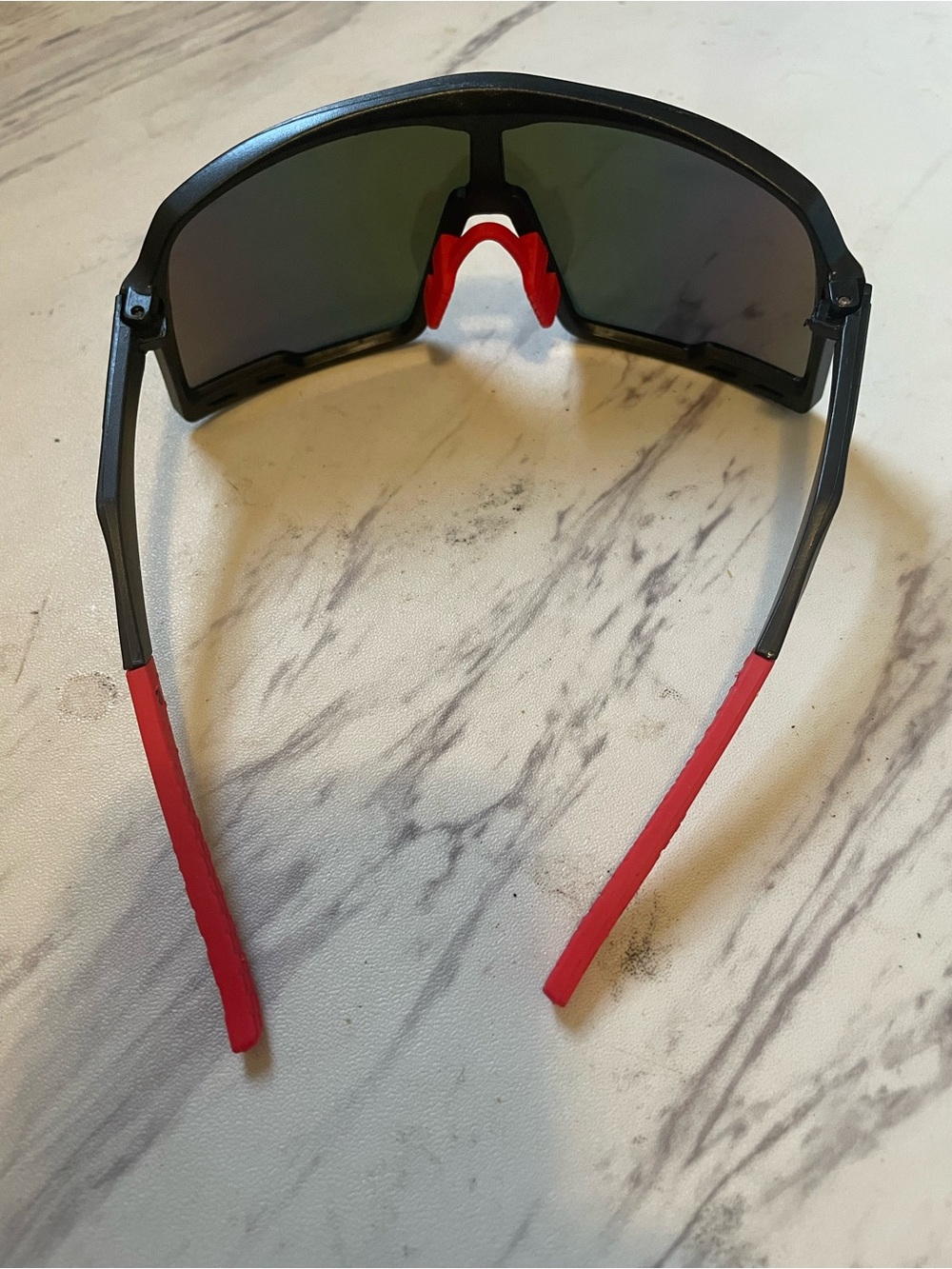 Men's Sports Wrap Sunglasses - Red/Black Frame with Mirrored Orange Lens - Picture 6 of 7